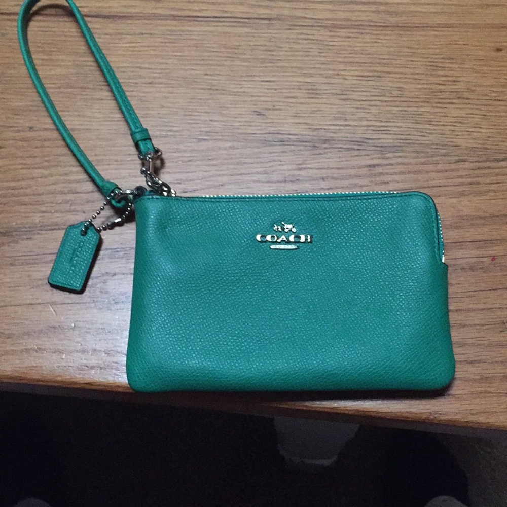 Turquoise coach wristlet